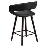 English Elm Series 23.75'' High Contemporary Cappuccino Wood Counter Height Stool in Vinyl