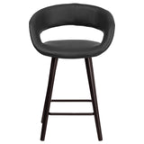 English Elm Series 23.75'' High Contemporary Cappuccino Wood Counter Height Stool in Vinyl