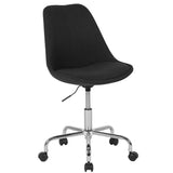 English Elm Commercial Grade Mid-Back Fabric Task Office Chair with Pneumatic Lift and Chrome Base