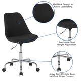 English Elm Commercial Grade Mid-Back Fabric Task Office Chair with Pneumatic Lift and Chrome Base