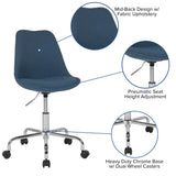 English Elm Commercial Grade Mid-Back Fabric Task Office Chair with Pneumatic Lift and Chrome Base