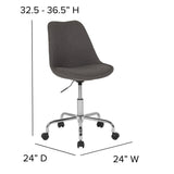 English Elm Commercial Grade Mid-Back Fabric Task Office Chair with Pneumatic Lift and Chrome Base