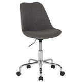 English Elm Commercial Grade Mid-Back Fabric Task Office Chair with Pneumatic Lift and Chrome Base