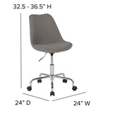 English Elm Commercial Grade Mid-Back Fabric Task Office Chair with Pneumatic Lift and Chrome Base