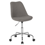 English Elm Commercial Grade Mid-Back Fabric Task Office Chair with Pneumatic Lift and Chrome Base