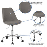 English Elm Commercial Grade Mid-Back Fabric Task Office Chair with Pneumatic Lift and Chrome Base