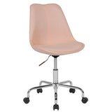 English Elm Commercial Grade Mid-Back Fabric Task Office Chair with Pneumatic Lift and Chrome Base