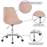 English Elm Commercial Grade Mid-Back Fabric Task Office Chair with Pneumatic Lift and Chrome Base