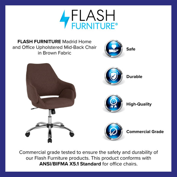 English Elm Commercial Grade Home and Office Upholstered Mid-Back Chair