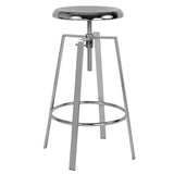 English Elm Industrial Style Barstool with Swivel Lift Adjustable Height Seat in Finish