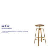 English Elm Industrial Style Barstool with Swivel Lift Adjustable Height Seat in Finish