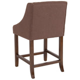 English Elm Series 24" High Transitional Walnut Counter Height Stool with Accent Nail Trim