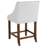 English Elm Series 24" High Transitional Walnut Counter Height Stool with Nail Trim