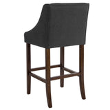 English Elm Series 30" High Transitional Walnut Barstool with Accent Nail Trim