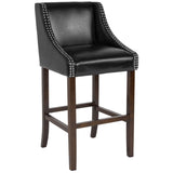 English Elm Series 30" High Transitional Walnut Barstool with Accent Nail Trim