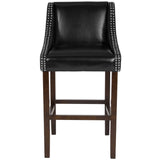 English Elm Series 30" High Transitional Walnut Barstool with Accent Nail Trim