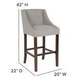 English Elm Series 30" High Transitional Walnut Barstool with Accent Nail Trim