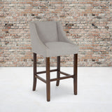 English Elm Series 30" High Transitional Walnut Barstool with Accent Nail Trim