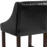 English Elm Series 24" High Transitional Tufted Walnut Counter Height Stool with Accent Nail Trim