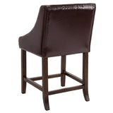 English Elm Series 24" High Transitional Tufted Walnut Counter Height Stool with Accent Nail Trim