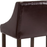 English Elm Series 24" High Transitional Tufted Walnut Counter Height Stool with Accent Nail Trim