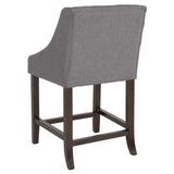 English Elm Series 24" High Transitional Tufted Walnut Counter Height Stool with Accent Nail Trim