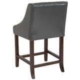 English Elm Series 24" High Transitional Tufted Walnut Counter Height Stool with Accent Nail Trim