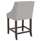 English Elm Series 24" High Transitional Tufted Walnut Counter Height Stool with Accent Nail Trim