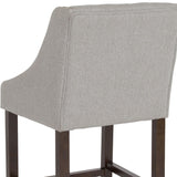 English Elm Series 24" High Transitional Tufted Walnut Counter Height Stool with Accent Nail Trim