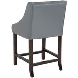 English Elm Series 24" High Transitional Tufted Walnut Counter Height Stool with Accent Nail Trim