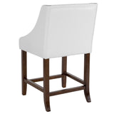 English Elm Series 24" High Transitional Tufted Walnut Counter Height Stool with Accent Nail Trim