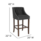 English Elm Series 30" High Transitional Tufted Walnut Barstool with Accent Nail Trim