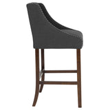 English Elm Series 30" High Transitional Tufted Walnut Barstool with Accent Nail Trim