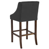 English Elm Series 30" High Transitional Tufted Walnut Barstool with Accent Nail Trim