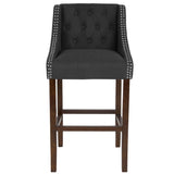 English Elm Series 30" High Transitional Tufted Walnut Barstool with Accent Nail Trim