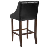 English Elm Series 30" High Transitional Tufted Walnut Barstool with Accent Nail Trim