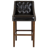 English Elm Series 30" High Transitional Tufted Walnut Barstool with Accent Nail Trim