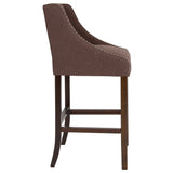 English Elm Series 30" High Transitional Tufted Walnut Barstool with Accent Nail Trim