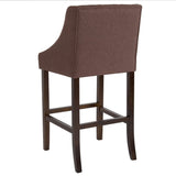 English Elm Series 30" High Transitional Tufted Walnut Barstool with Accent Nail Trim