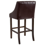 English Elm Series 30" High Transitional Tufted Walnut Barstool with Accent Nail Trim