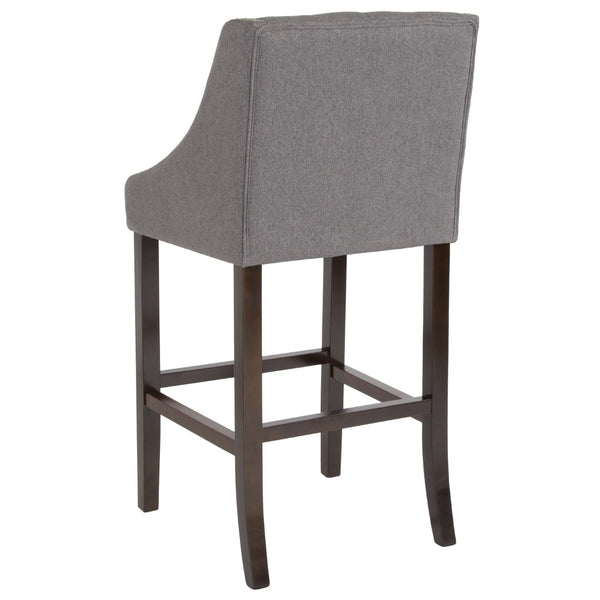 English Elm Series 30" High Transitional Tufted Walnut Barstool with Accent Nail Trim