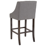 English Elm Series 30" High Transitional Tufted Walnut Barstool with Accent Nail Trim