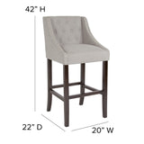 English Elm Series 30" High Transitional Tufted Walnut Barstool with Accent Nail Trim