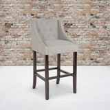 English Elm Series 30" High Transitional Tufted Walnut Barstool with Accent Nail Trim