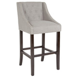 English Elm Series 30" High Transitional Tufted Walnut Barstool with Accent Nail Trim