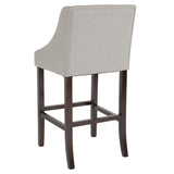 English Elm Series 30" High Transitional Tufted Walnut Barstool with Accent Nail Trim