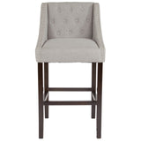 English Elm Series 30" High Transitional Tufted Walnut Barstool with Accent Nail Trim