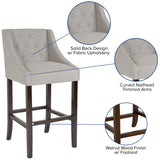 English Elm Series 30" High Transitional Tufted Walnut Barstool with Accent Nail Trim