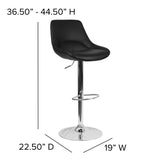 English Elm Contemporary Adjustable Height Barstool with Chrome Base