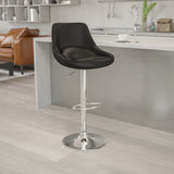 English Elm Contemporary Adjustable Height Barstool with Chrome Base